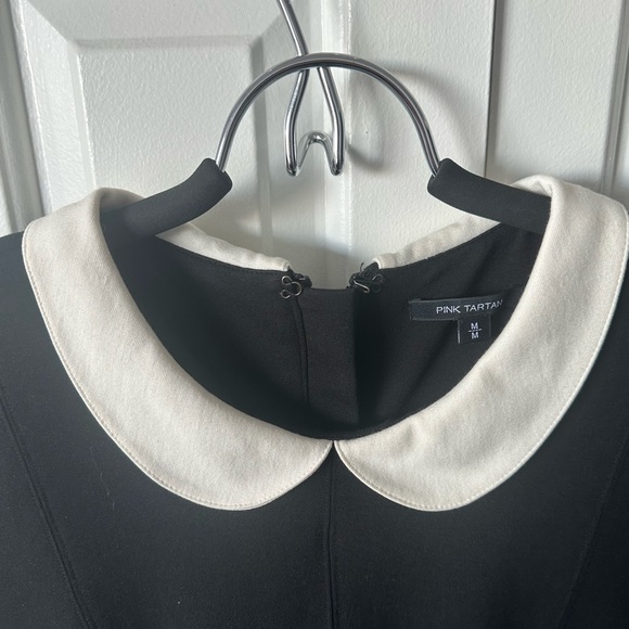 Classic Pink Tartan stretch fit and flare dress with white Peter Pan collar - Picture 3 of 6